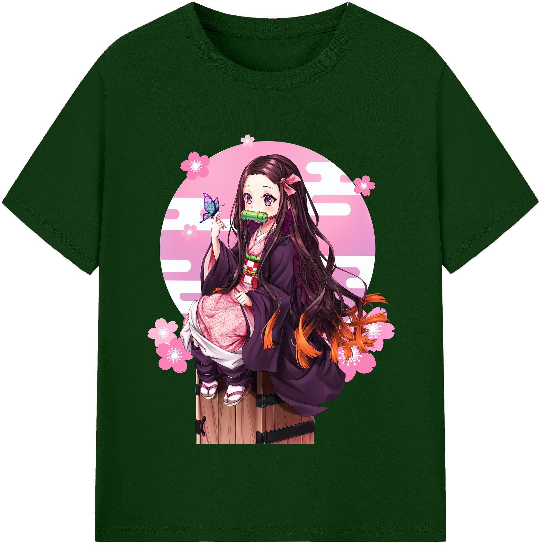 （画像用） 鬼滅の刃（きめつのやいば）竈門 禰󠄀豆子／かまど ねずこ Kamado Nezuko 綿100％半袖Tシャツ（フロントプリント）